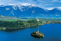 Lake Bled with church on an islet